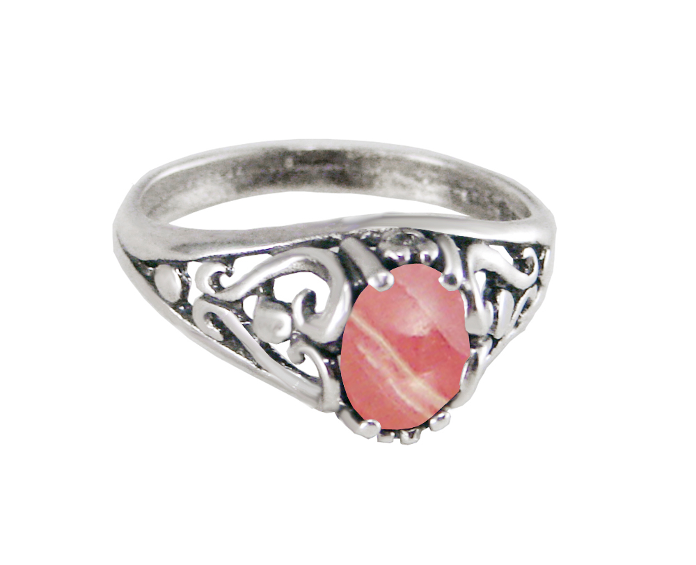 Sterling Silver Filigree Ring With Rhodocrosite Size 6